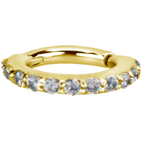 Bright Gold Jewelled Hinged Segment Ring : 1.2mm (16ga) x 7mm Black