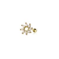 Gold colour CZ prong spiral sun marquise gem top 316l surgical steel cartilage