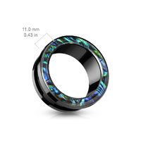 Abalone Rimmed Black PVD over 316L Surgical Steel Scew Fit Tunnel - 6mm