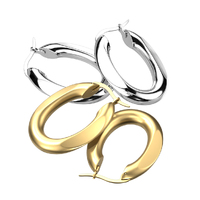 Pair Stainless Steel Oval Hoop Earrings - Gold PVD