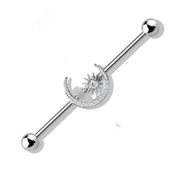 Star and Moon Industrial Barbell - Gold PVD