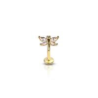 CZ prong dragonfly (alloy) internally threaded 316l surgical steel labret/monroe with prong set CZ