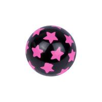Acrylic UV-Active Stars Ball - Pink on Black
