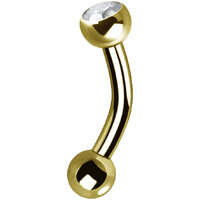 GOLD PVD TITANIUM INTERNAL MICRO BANANA W.PREMIUM ZIRCONIA