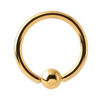 Bright Gold Ball Closure Rings : 1.2mm (16ga) x 7mm x 3mm Ball
