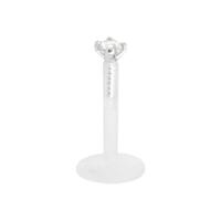 Bioplast® Mini Crystal 03 Labret : 1.2mm (16ga) x 7mm x Clear Crystal