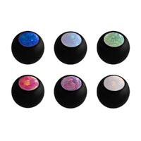 Black Steel Jewelled Ball with Synthetic Opal : 1.6mm (14ga) x 5mm x Dark Blue