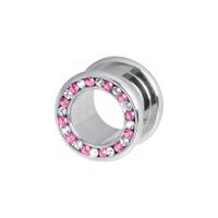 Steel Basicline® Pink & Clear Channel Set Jewelled Tunnel : 20mm x Pink/Clear Crystal