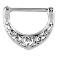 Steel Filigree Heart Nipple Clicker : 14g ( 1.6mm) x 14mm