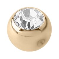 14ct Gold Clip In Jewelled Ball : 4mm x Clear Crystal