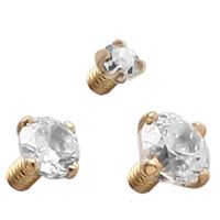 14ct Yellow Gold Internally Threaded Prong Set Jewelled Attachment : 1.5mm x Clear Crystal