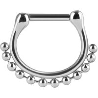 Surgical Steel Septum Clicker Beaded Chain : 1.2mm (16ga) x 6mm