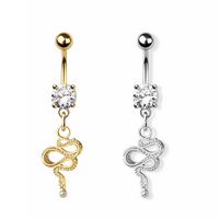 Snake dangle 316l surgical steel navel belly ring