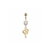 Snake dangle 316l surgical steel navel belly ring - gold