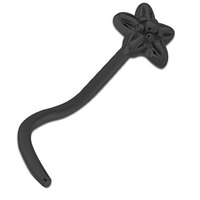 Black Steel PVD Flower Nose Stud : 0.8mm (20ga) x Pony Tail