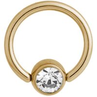 Titanium Zirconline® Flat Back Jewelled Ball Closure Ring : 1.2mm (16ga) x 8mm x Clear Crystal