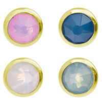 Gold Plated Internally Threaded Opalite Disc : 1.6mm (14ga) x 3mm x Blue