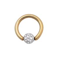 Titanium Zirconline® Multi Jewelled Sealed Ball Closure Ring : 1.2mm (16ga) x 6mm x Clear Crystal
