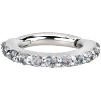 Surgical Steel Jewelled Hinged Segment Ring : 1.2mm (16ga) x 7mm Clear Crystal