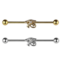 Horus eye with gem 316l surgical steel industrial barbell