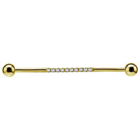 Bright Gold Jewel Set Industrial Bar : 1.6mm (14ga) x 34mm