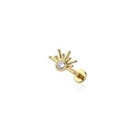 Gold plated starburst half with CZ internally threaded 316l surgical steel labret stud set