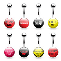 Surgical Stainless Steel Navel Naughty Text Logo image