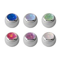 Surgical Steel Jewelled Ball with Synthetic Opal : 1.6mm (14ga) x 5mm x Dark Blue
