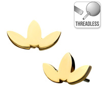 Threadless 14ct Yellow Gold 3 Leaf Attachment : 3.5mm x 6mm