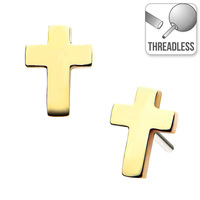Threadless 14ct Yellow Gold Cross Attachment : 4.3mm x 5.5mm