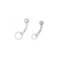 Titanium Highline® Pearlbell Navel Bananabell : 1.6mm (14ga) x 8mm x 4mm and 6mm Balls