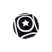 Acrylic Circle Stars Threaded Ball : 1.6mm (14ga) x 5mm x Black/White