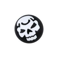 Acrylic White Skull Threaded Ball : 1.6mm (14ga) x 6mm x White/Black