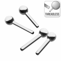Threadless Titanium Barbell Stem with 3mm Fixed Ball : 16ga x 1/4" (6.35mm)