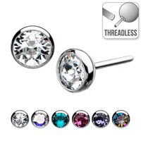 Threadless Titanium Bezel Set Gem : 1.5mm Blue Zircon