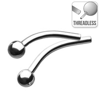 Threadless Titanium Curved Barbell Stem with 3mm Fixed Ball : 16ga x 5/16" (7.93mm)