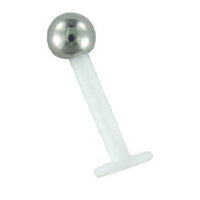 Labret (PTFE) with Steel Ball : 1.2mm (16ga) x 16mm
