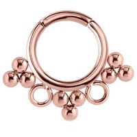 Rose Gold PVD Beaded Hinged Segment Ring : 1.2mm (16ga) x 8mm