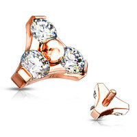 Rose Gold Trinity Prong Set Attachment for Internally Threaded Jewellery : 0.9mm thread to suit 1.2mm (16ga)