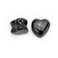 Heart Shaped Organic Black Onyx Stone Plug : 6mm