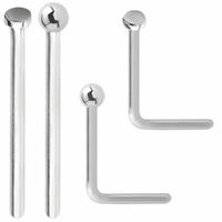 Jewellers Plain Nose Studs Flat and Ball Sterling Silver : 0.8mm (20ga) x Straight x Ball Top