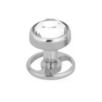 Wheel Shape SkinDiver® with Removable Jewelled Disc : 1.0mm (18ga) x 1.5mm x 4mm Disc x Clear Crystal