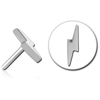 Surgical Steel Threadless Attachement Lightning Bolt. 0.46mm Thickness, 5mm Stem