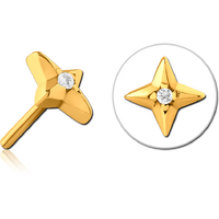 Gold PVD coated surgical steel jewelled threadless star attachment.