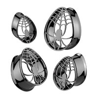 Hollow Spider Tear Drop Double Flare Tunnel 8mm