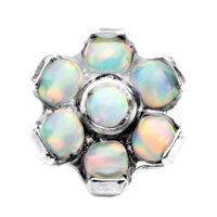 Titanium Internally Threaded Opal Flower Attachment with Opal Petals : 1.6mm (14ga) for 1.2mm (16ga) Internal Thread x White