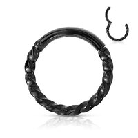 Steel Twisted Hinged Segment Ring : 1.2mm (16ga) x 8mm x Black Steel