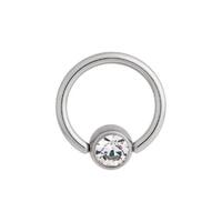 Titanium Highline® Flat Back Jewelled Ball Closure Ring : 1.2mm (16ga) x 7mm x Clear Crystal