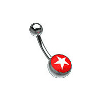 Titanium Picturebell White Star/Red : 1.6mm (14ga) x 8mm