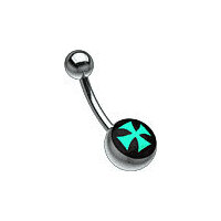 Titanium Picturebell Cross Green/Black : 1.6mm (14ga) x 10mm